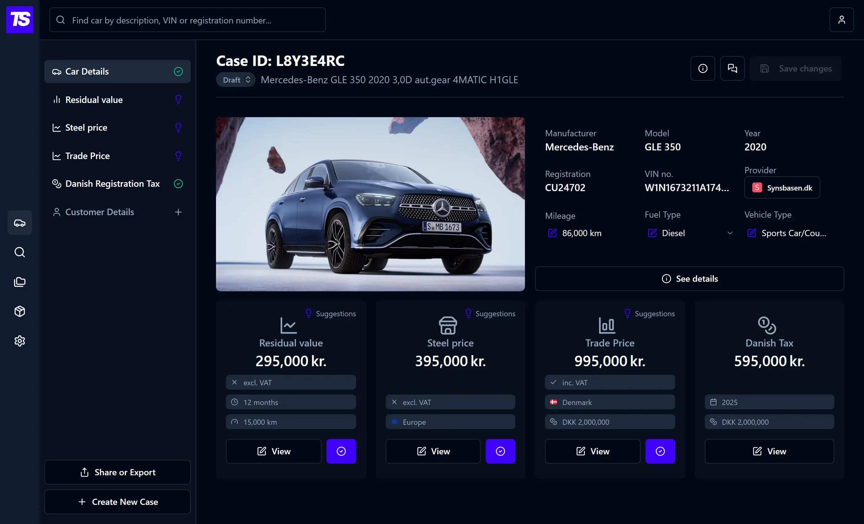 TrackSights platform dashboard